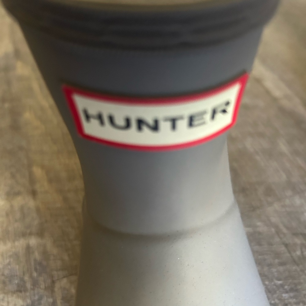 Hunter Short Rain Boots in Gray with Red Logo Trim - Picture 3 of 7